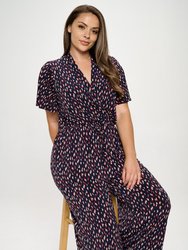 Tiffany Plus Size Flutter Sleeve Knit Jumpsuit