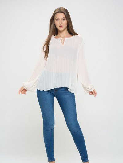West K Vera Pleated Long Sleeve Sheer Blouse product