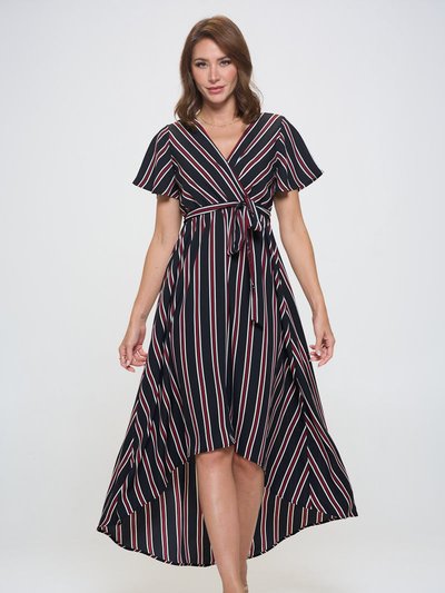 West K Woven Georgia Faux Wrap Dress With High-Low Hem And Tie Waist product