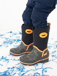 Kids Camo Neoprene Cold Weather Boot - Olive