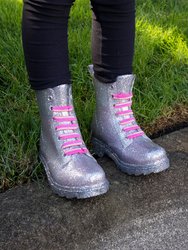Kids Glitter Combat Boot