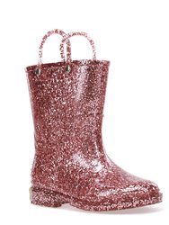 Kids Glitter Rain Boot - Rose Gold