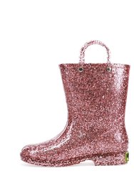 Kids Glitter Rain Boot - Rose Gold