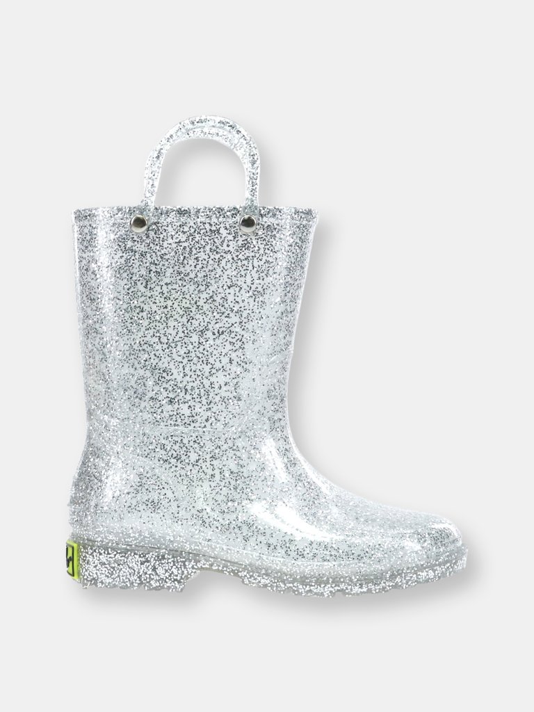 Kids Glitter Rain Boots - Silver