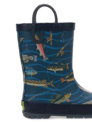 Kids Gone Fish'n Rain Boot - Navy