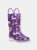 Kids Rainbow Unicorn Lighted PVC Rain Boot - Purple