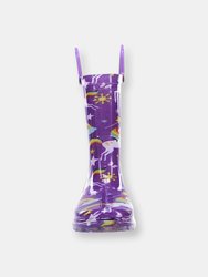 Kids Rainbow Unicorn Lighted PVC Rain Boot - Purple