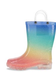 Kids Sparkle Metallic Lighted Rain Boot