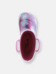 Kids Tie Dye Rain Boot - Fuschia