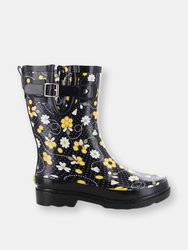 Women's Bloom Bees Mid Rain Boot - Black - Black