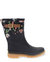 Women's Brushed Petals Mid Rain Boot - Black