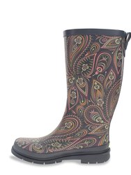 Women's Organic Paisley Tall Rain Boot - Charcoal