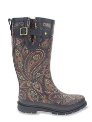 Women's Organic Paisley Tall Rain Boot - Charcoal - Charcoal