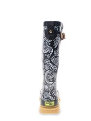Women's Poppin' Paisley Tall Rain Boot - Black