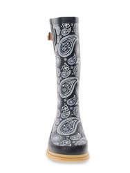 Women's Poppin' Paisley Tall Rain Boot - Black