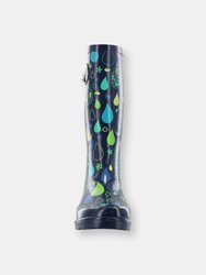 Women's Pouring Paisley Tall Rain Boot - Navy