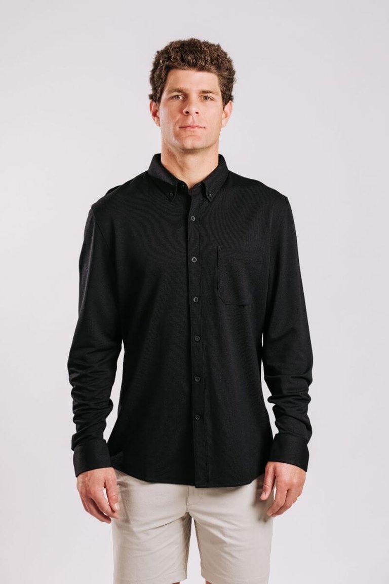 Limitless Merino Button-Down Shirt - Black