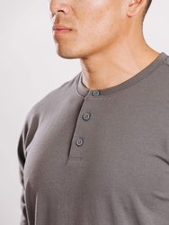 X Cotton Short Sleeve Henley - Concrete