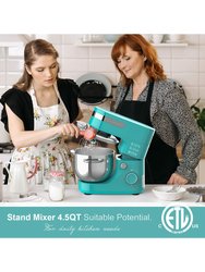 Whall Kinfai Electric Kitchen Stand Mixer Machine with 4.5 Quart Bowl for Baking, Dough, Cooking, Blue