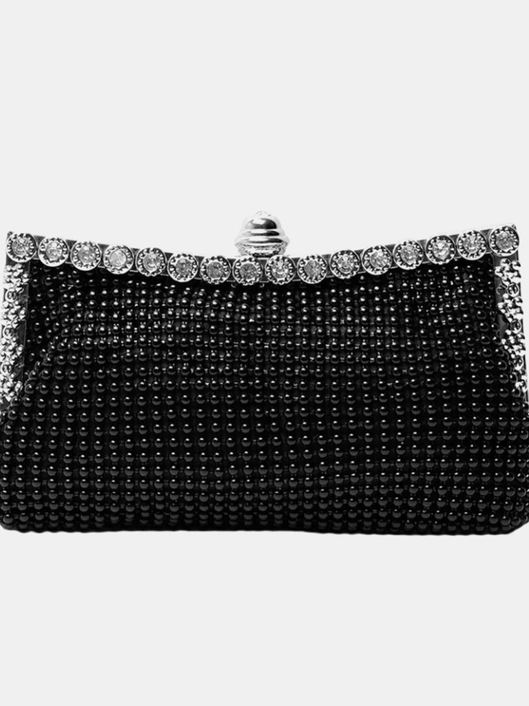 Where's That From Caroline Embellished Crystal Evening Clutch Bag (Black) - Black