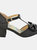 Where's That From Girls Chava Bow Faux Leather Diamante Mid High Heel Sandals (Black) (3 Little Kid)