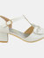 Where's That From Girls Chava Bow Faux Leather Diamante Mid High Heel Sandals (White) (13 Little Kid)