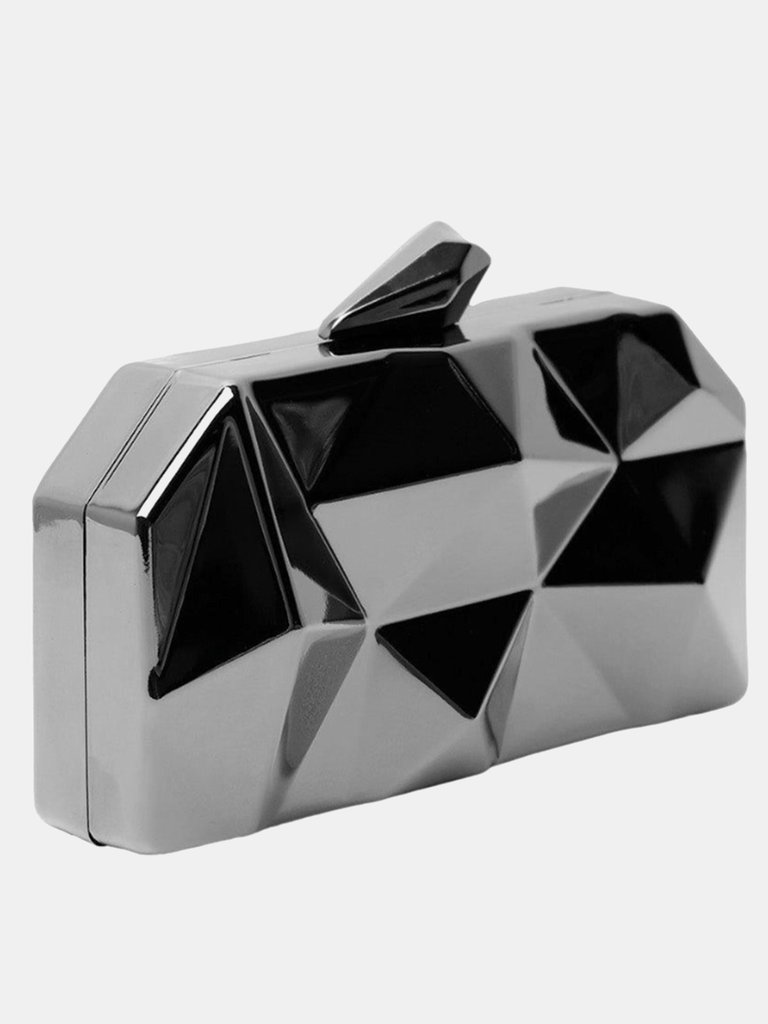 Where's That From Melanie Geometric Pattern Clutch Bag (Black)