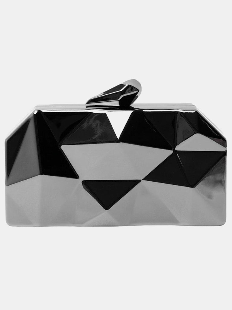 Where's That From Melanie Geometric Pattern Clutch Bag (Black) - Black