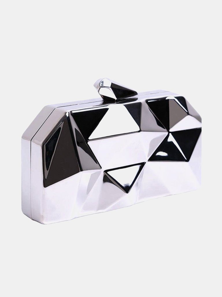 Where's That From Melanie Geometric Pattern Clutch Bag (Silver)