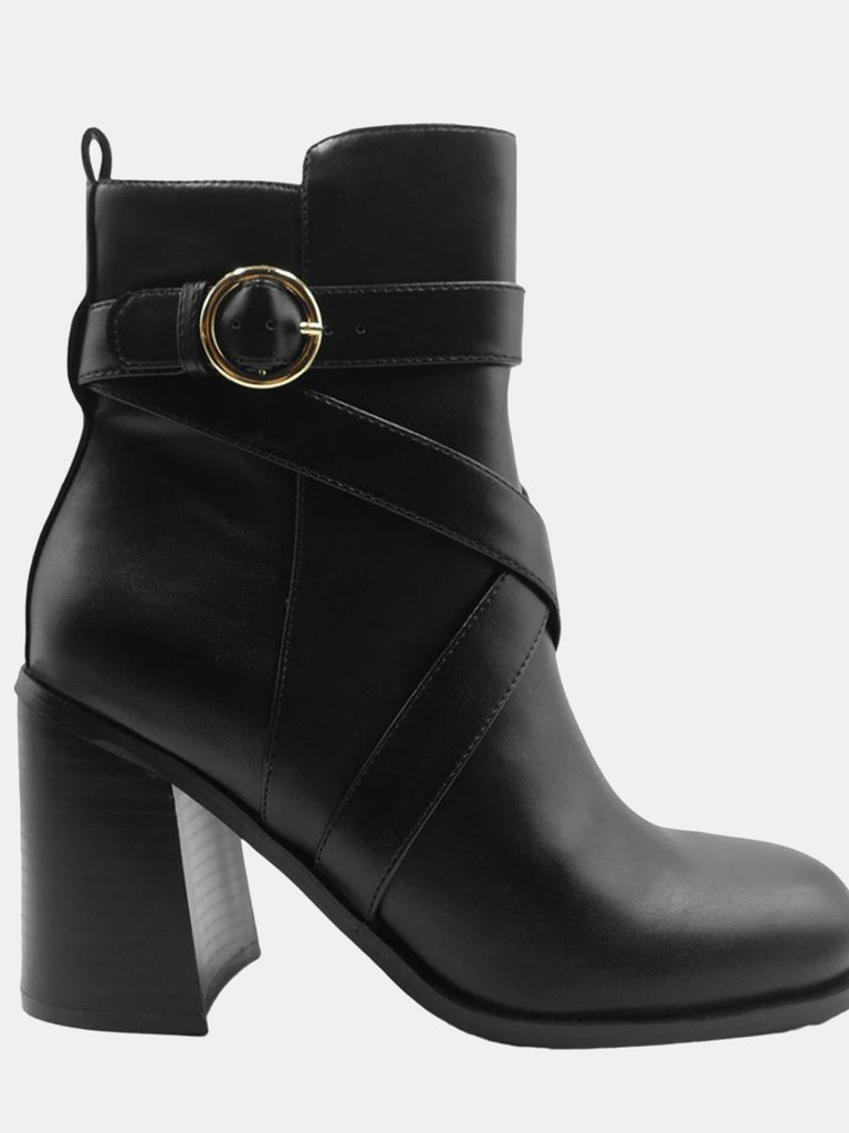 Where's That From Womens/Ladies Aislinn PU Buckle Detail Block Heel Ankle Boots (Black) (7) - Black