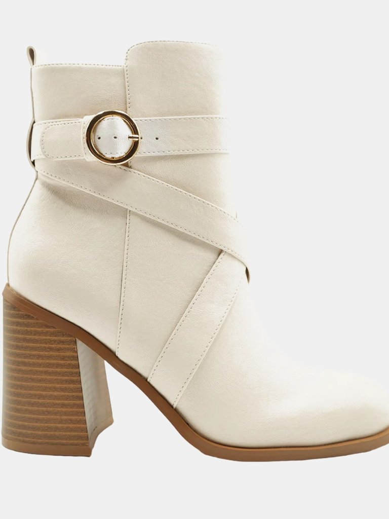 Where's That From Womens/Ladies Aislinn PU Buckle Detail Block Heel Ankle Boots (Cream) (10) - Cream