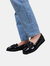 Where's That From Womens/Ladies Alpha Bow Detail Extra Wide Loafers (Black) (10 Extra Wide)