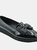 Where's That From Womens/Ladies Alpha Bow Patent Faux Leather Wide Loafers (Black) (10) - Black