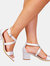 Where's That From Womens/Ladies Amber Strappy Satin Peep Toe Medium Block Heel Sandals (Silver) (7)