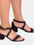 Where's That From Womens/Ladies Amber Strappy Suede Peep Toe Medium Block Heel Sandals (Black) (6) - Black