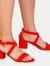 Where's That From Womens/Ladies Amber Strappy Suede Peep Toe Medium Block Heel Sandals (Red) (5) - Red