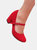 Where's That From Womens/Ladies Araceli Suede Wide Block Heel Mary Janes (Red) (8 Wide)