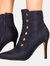 Where's That From Womens/Ladies Blythe Faux Suede Pointed Button Detail Mid Heel Ankle Boots (Blue) (5)