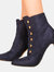 Where's That From Womens/Ladies Blythe Faux Suede Pointed Button Detail Mid Heel Ankle Boots (Blue) (5)