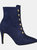 Where's That From Womens/Ladies Blythe Faux Suede Pointed Button Detail Mid Heel Ankle Boots (Blue) (5) - Blue