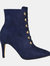 Where's That From Womens/Ladies Blythe Faux Suede Pointed Button Detail Mid Heel Ankle Boots (Blue) (5) - Blue