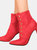 Where's That From Womens/Ladies Blythe Faux Suede Pointed Button Detail Mid Heel Ankle Boots (Red) (10)