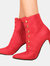 Where's That From Womens/Ladies Blythe Faux Suede Pointed Button Detail Mid Heel Ankle Boots (Red) (10)