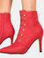 Where's That From Womens/Ladies Blythe Faux Suede Pointed Button Detail Mid Heel Ankle Boots (Red) (10)