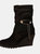 Where's That From Womens/Ladies Bryony Suede Knitted Collar Wedge Ankle Boots (Black) (5) - Black