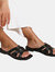 Where's That From Womens/Ladies Crete Crossover Strap Wide Sliders (Black) (10 Wide) - Black