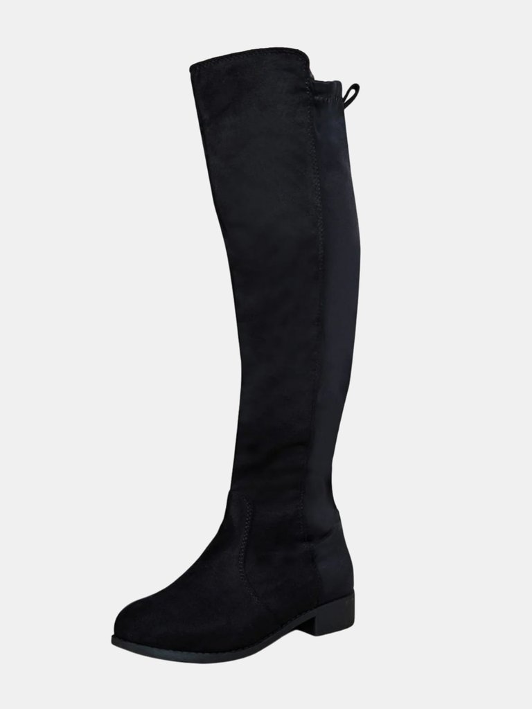 Where's That From Womens/Ladies Diem Suede Knee-High Low Heel Boots (Black) (8) - Black