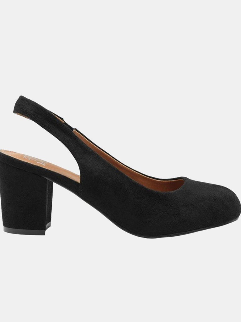 Where's That From Womens/Ladies Edith PU Sling Back Wide Block Heel Shoes (Black) (8 Wide) - Black