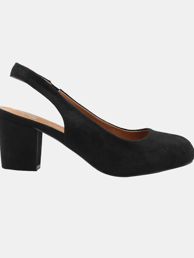 Where's That From Womens/Ladies Edith Suede Sling Back Wide Block Heel Shoes (Black) (7 Wide) - Black