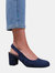 Where's That From Womens/Ladies Edith Suede Sling Back Wide Block Heel Shoes (Navy) (5 Wide)